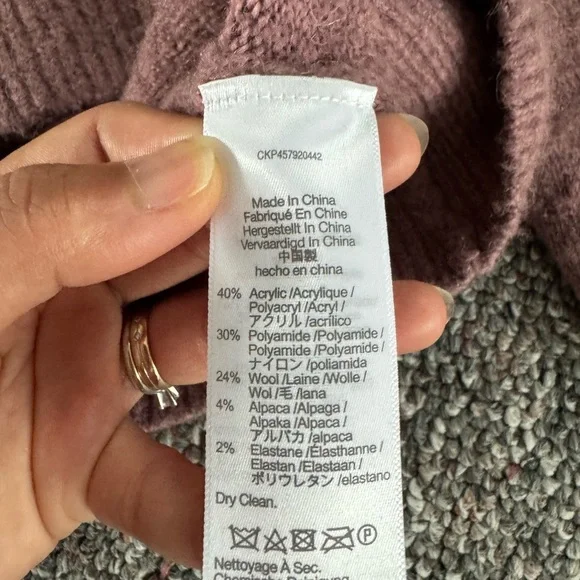 Madewell Wool blend Mauve Pink mock neck Knit Sweater Small - Picture 9 of 9